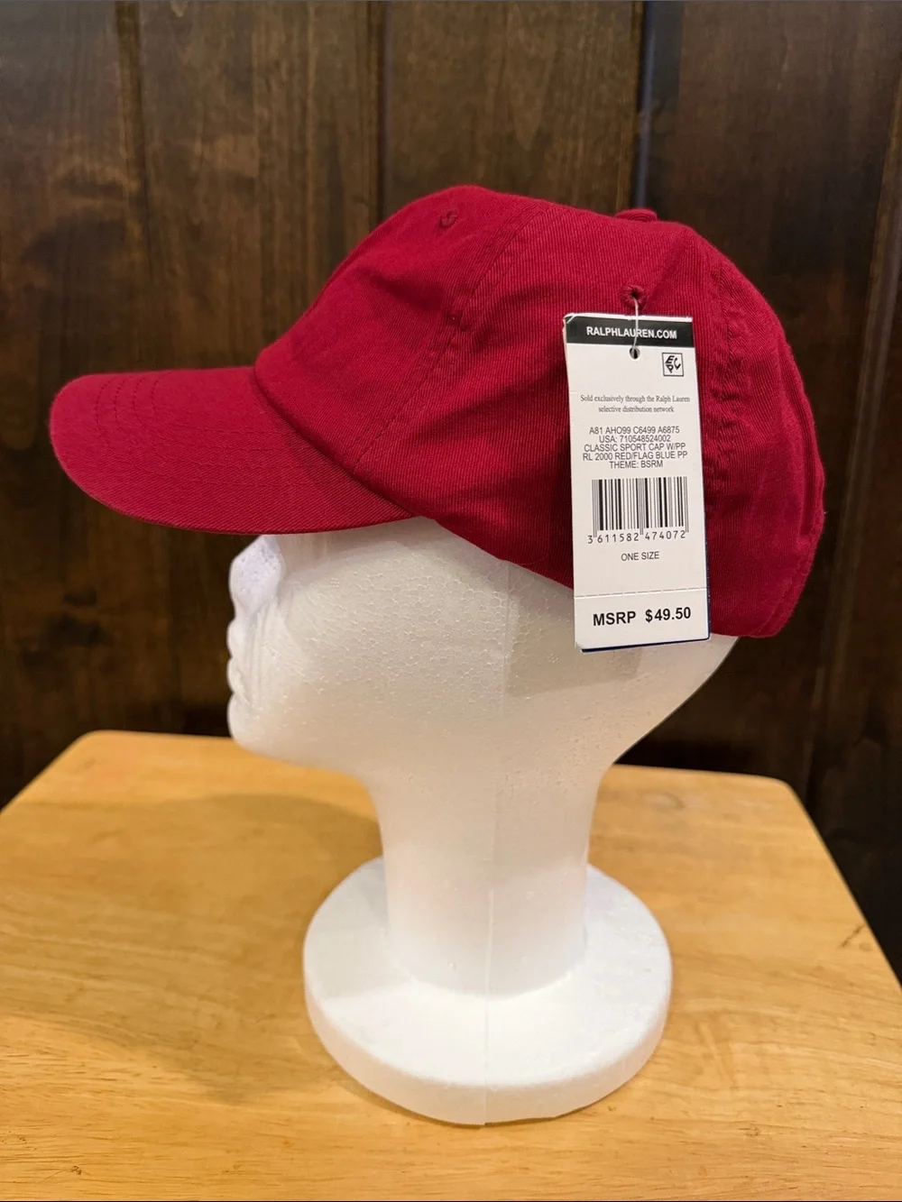 Ralph Lauren Red Baseball Cap with White Polo Pony